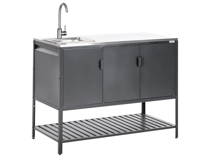 Armario de cocina exterior con fregadero MAENZA Metal Negro