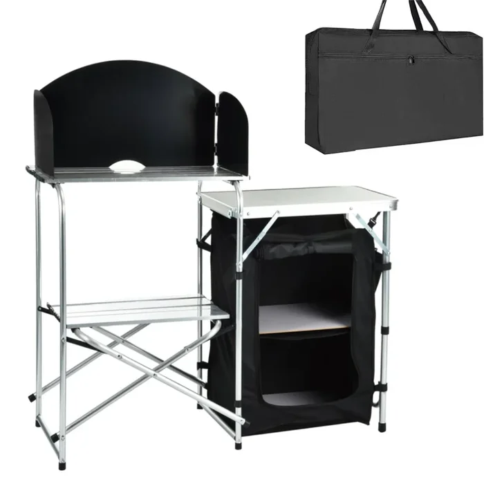 Armario de Cocina Mesa Plegable para Camping 146 x 46 x 70CM – Ideal para Camping Barbacoa