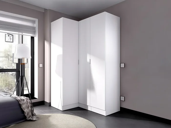 Armario de esquina 3 puertas – Ancho 132 cm – Blanco – LISTOWEL