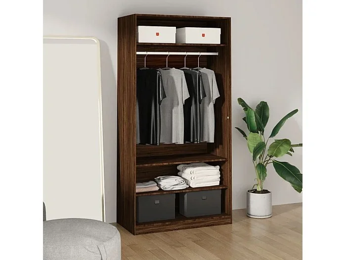 Armario roble marrón 100x50x200 cm madera contrachapada