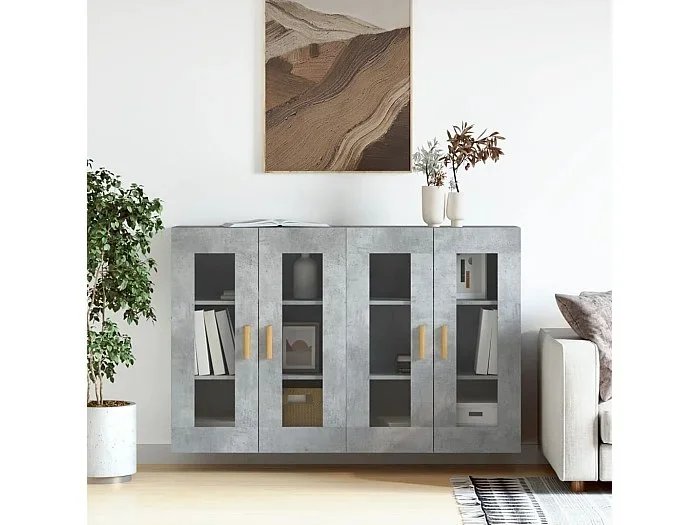 Armarios de pared 2 uds madera de ingeniería gris hormigón ES225402