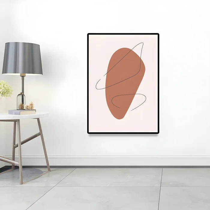 Arte de pared abstracto escandinavo en lienzo, figura decorativa naranja para sala de dibujo – Naranja 40 cm x 60 cm Estilo 1
