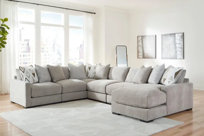 Aslan Court Pebble 6-Piece Right Arm Facing (RAF) Chaise Sectional
