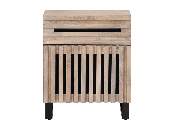 Åsulf Mesita de noche madera maciza de mango blanca 50x34x60 cm