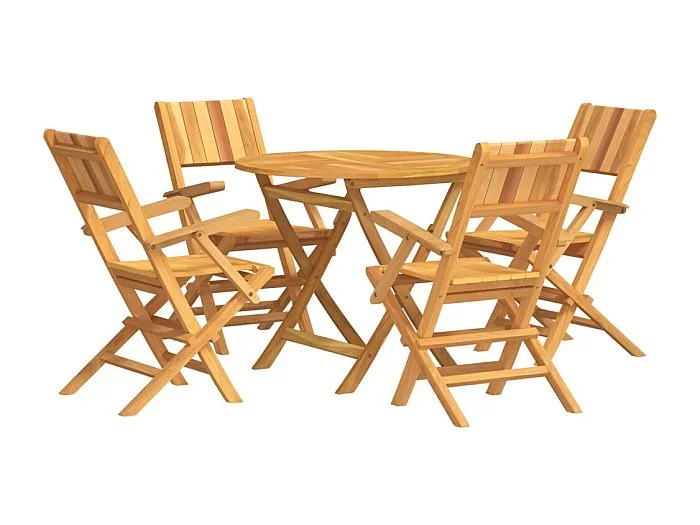 Atherton Juego de comedor para jardín 5 piezas madera maciza de teca