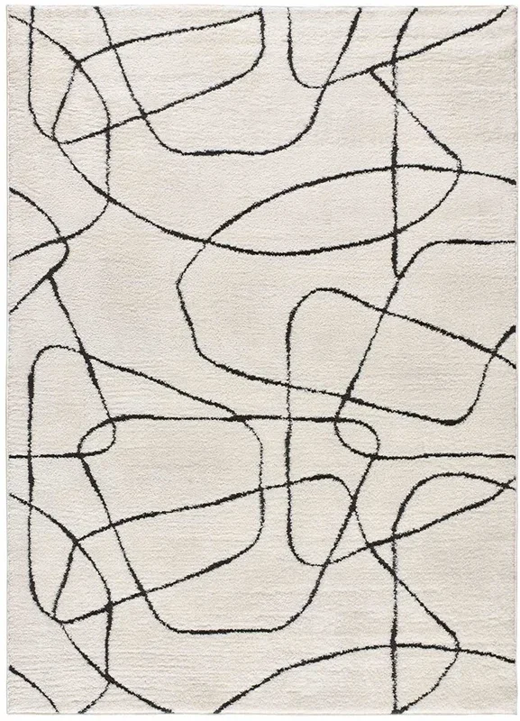 ATTICGO Alfombra geométrica con relieve BLANCHE en color blanco, 120 x 170 cm