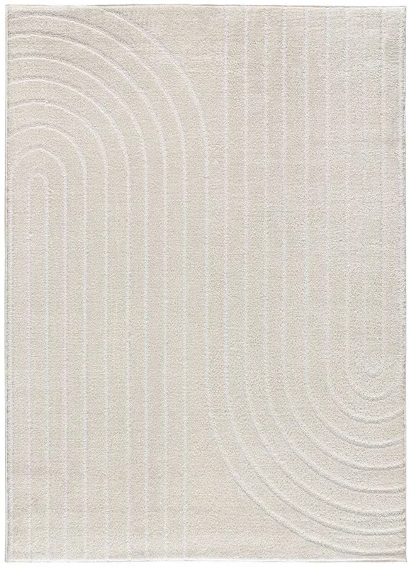 ATTICGO Alfombra geométrica con relieve BLANCHE en color blanco, 80 x 150 cm