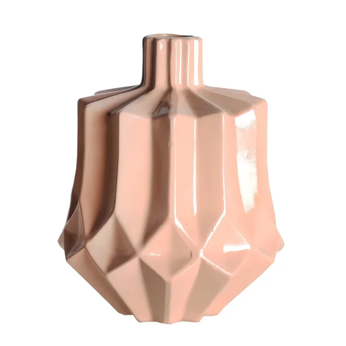 Ayaka Jarrón, de Cerámica, en color Rosa Palo, de 19x19x23cm – Lastdeco