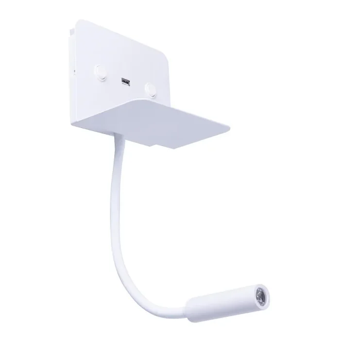 Azzardo AZ4417 – Lámpara LED flexible pequeña con repisa VERA 1xLED/5W/230V + 1xLED/6W blanco