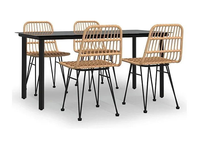 Ballyhaise Juego de comedor de jardín 5 piezas ratán sintético