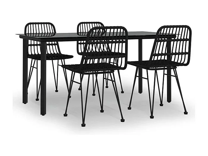 Ballyhaise Juego de comedor de jardín 5 piezas ratán sintético negro