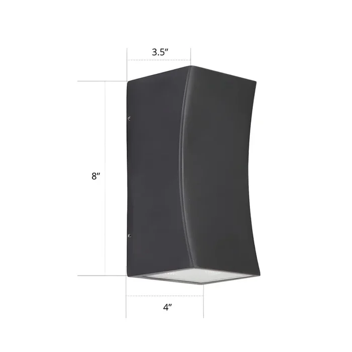 Bañador de Pared Metálico en Negro LED Luz de Pared Rectangular Simplista para Porche – 110 A 120 V Negro