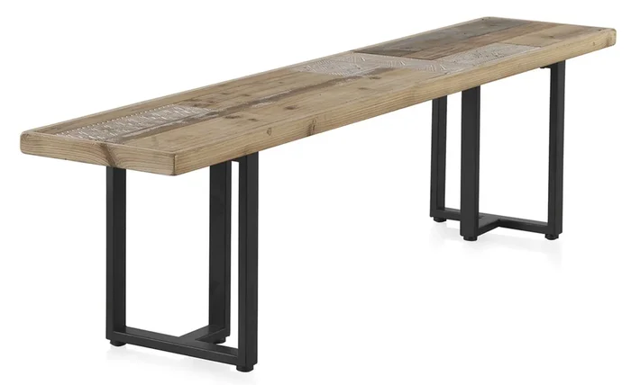 Banco de comedor de madera 180X35 cm con patas de metal