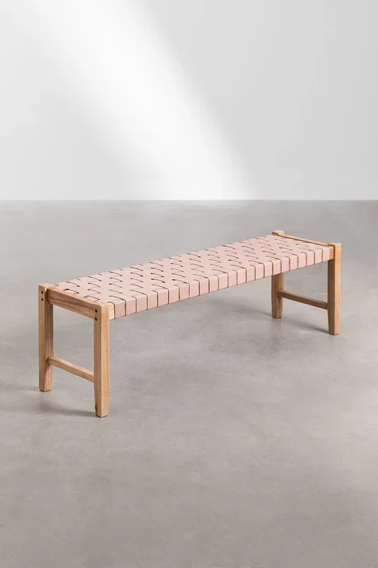 Banco en Madera y Piel Zaid Maquillaje – SKLUM
