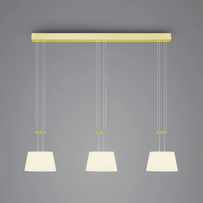 BANKAMP Lámpara colgante LED Conus, 3 luces, latón