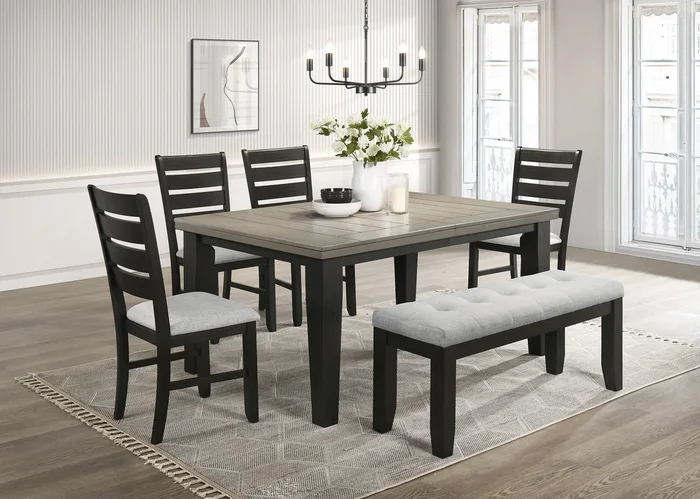 Bardstown Black and Light Gray Extendable Dining Set