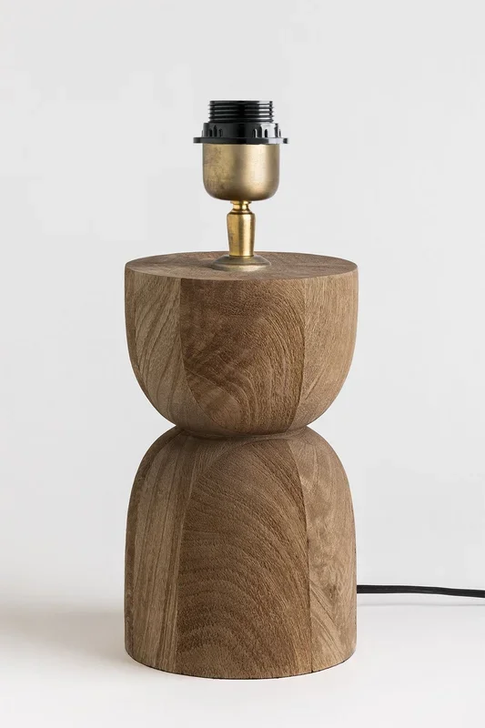 Base para Lámpara de Mesa en Madera de Mango Diniz Beige Almendra – SKLUM