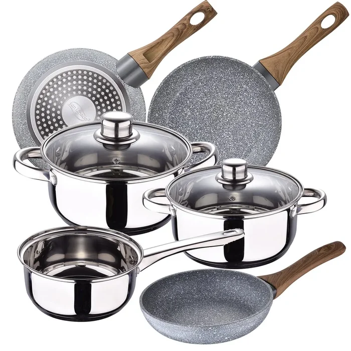 Bateria de cocina Cassel de acero inoxidable con juego de sartenes (22/24/26 cm) Daimiel en aluminio forjado