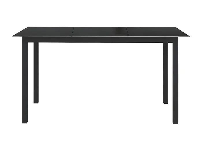 Batesville Mesa de jardín de aluminio y vidrio negro 150x90x74 cm