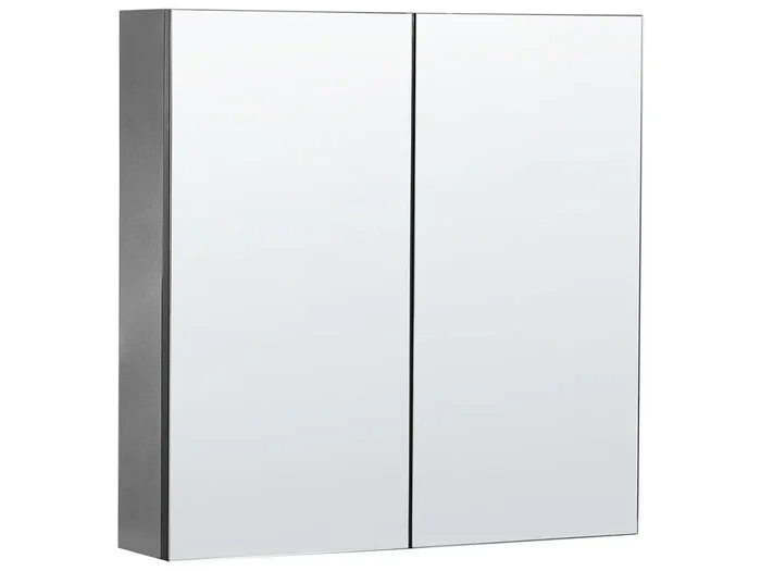 Bathroom Wall Mounted Mirror Cabinet NAVARRA 60 cm 60 cm Black