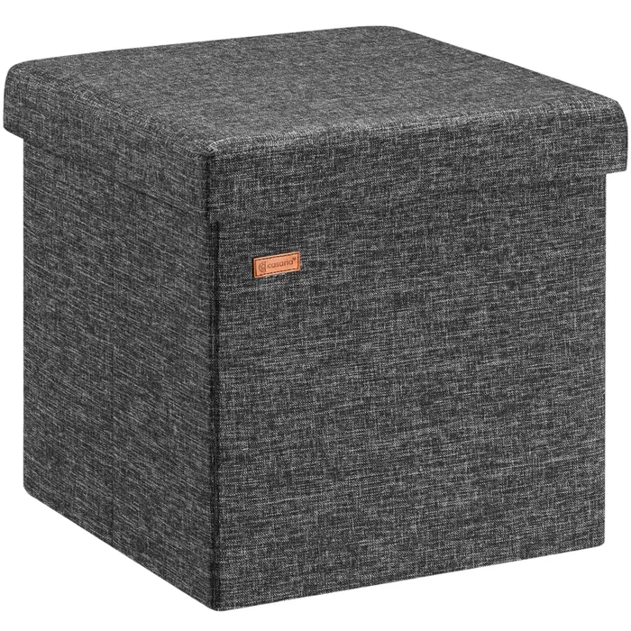 Baúl almacenaje y banco 2en1 gris oscuro 38x38x38cm plegable
