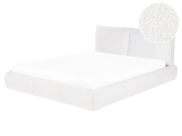 Bed Boucle VINAY 160 x 200 cm (EU King Size) White