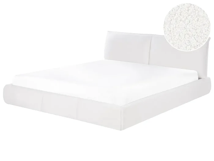 Bed Boucle VINAY 180 x 200 cm (EU Super King) White