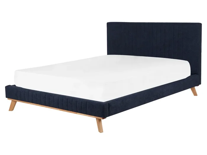 Bed Chenille TALENCE 160 x 200 cm (EU King Size) Dark Blue