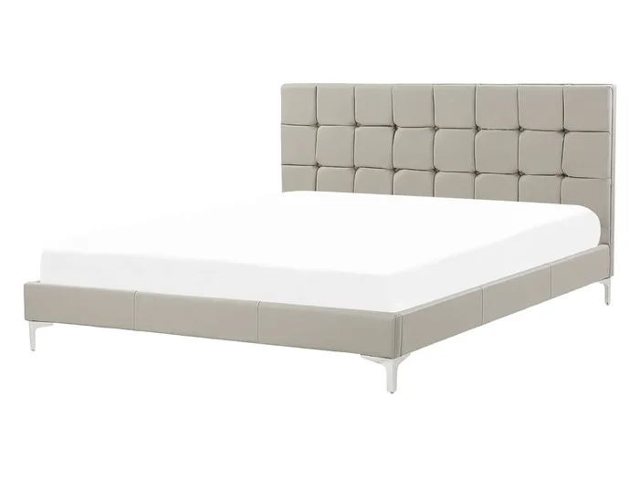 Bed Faux Leather AMBERT 140 x 200 cm (EU Double) Taupe