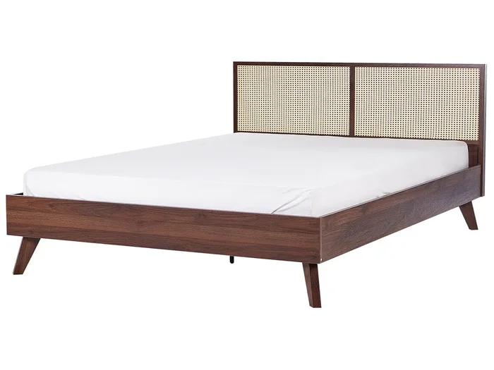 Bed Rattan MONPAZIER 180 x 200 cm (EU Super King) Dark Brown