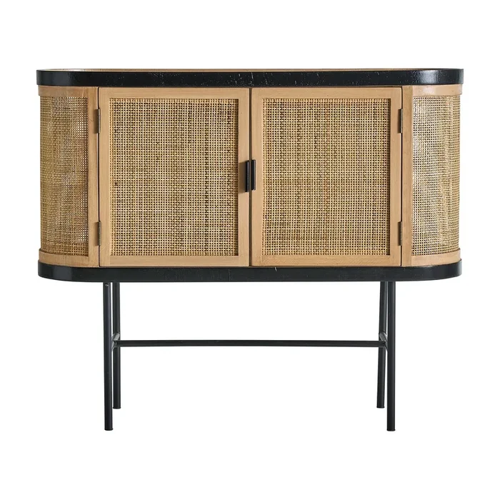Beilen Consola, de Madera de Pino, en color Negro/Natural, de 102x31x85cm – Lastdeco