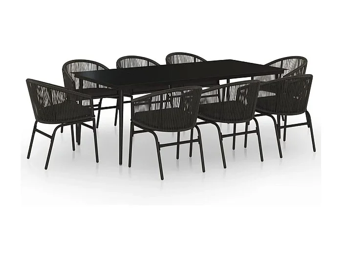 Belric Juego de comedor de jardín 9 piezas negro
