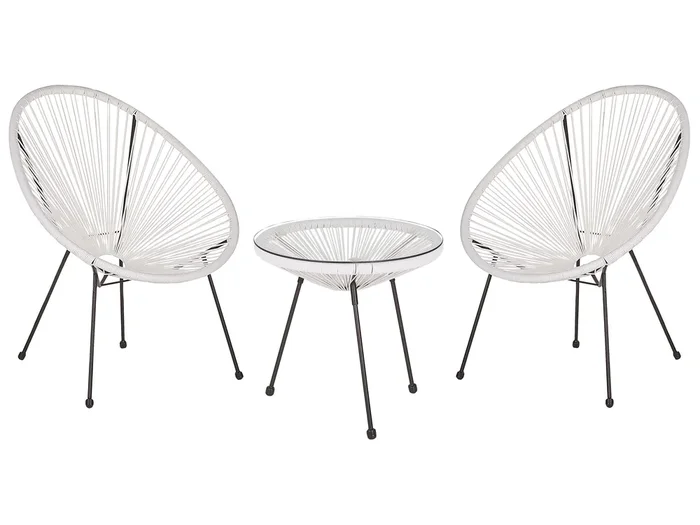 Bistro Set ACAPULCO II PE Rattan White