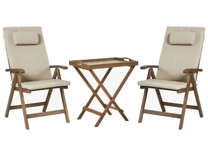 Bistro Set AMANTEA PREMIUM Acacia Wood Taupe