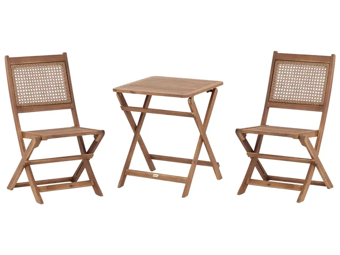 Bistro Set Folding PARAGGI Certified Acacia Wood Brown