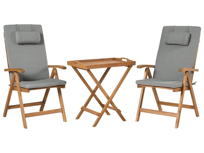 Bistro Set JAVA PREMIUIM Acacia Wood Grey Melange