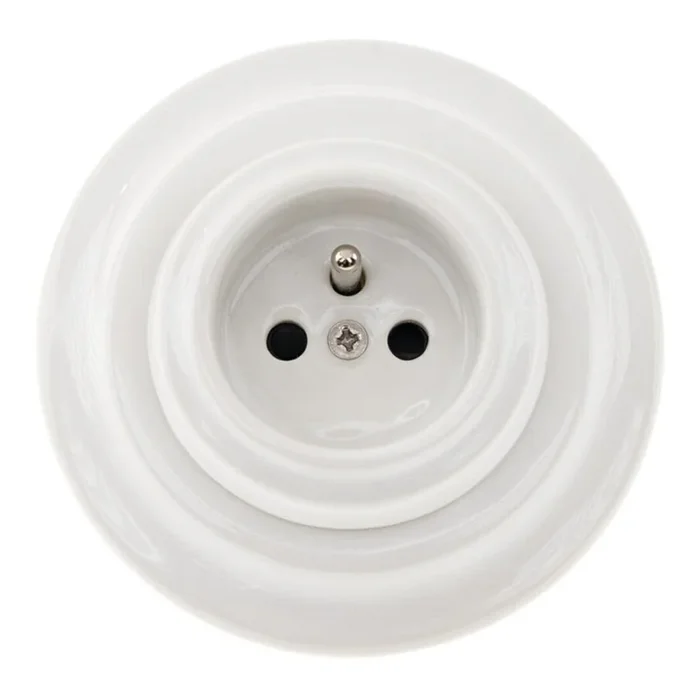 Bohemia-Design – Toma de corriente retro de porcelana para hogar con marco 250V/16A, blanco