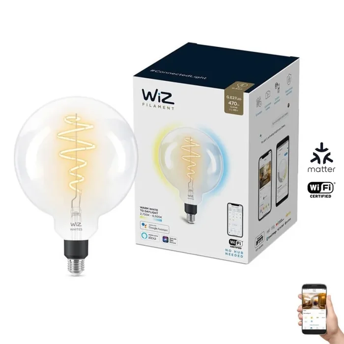 Bombilla LED regulable FILAMENT G200 E27/6,5W/230V 2700-6500K CRI 90 Wi-Fi – WiZ
