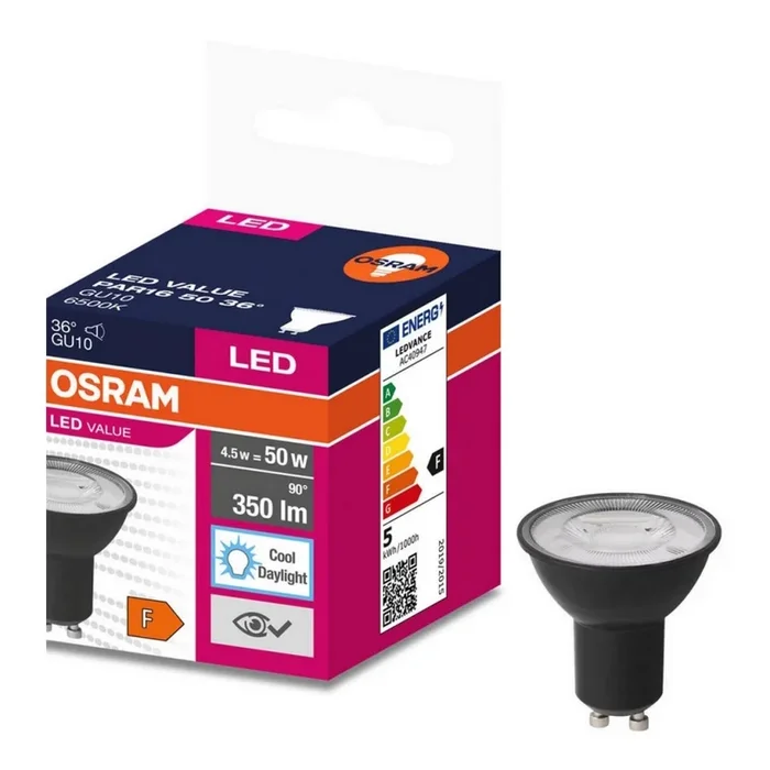 Bombilla LED VALUE PAR16 GU10/4,5W/230V 4000K 36° negro – Ledvance