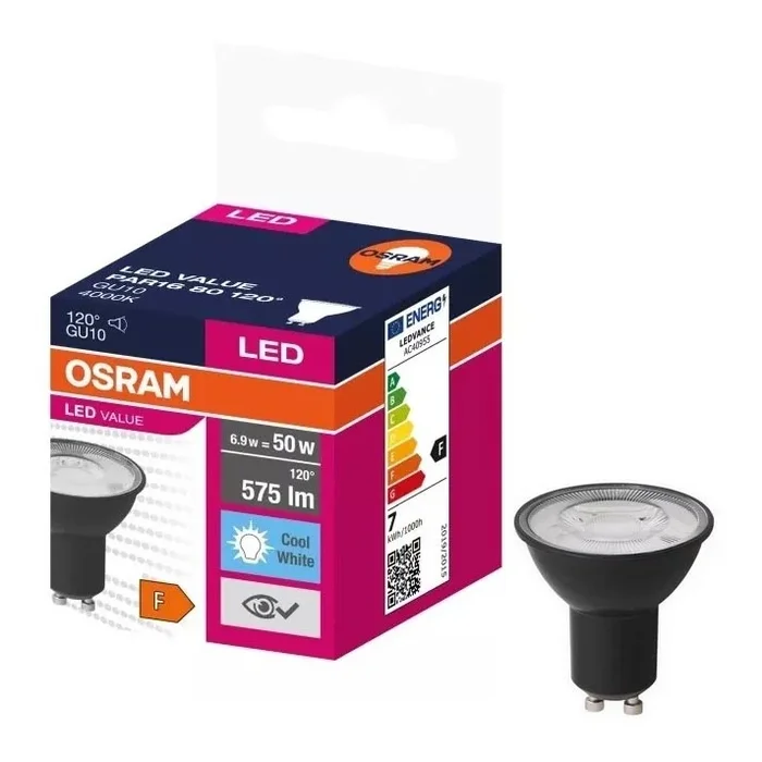 Bombilla LED VALUE PAR16 GU10/6,9W/230V 4000K 120° negro – Ledvance