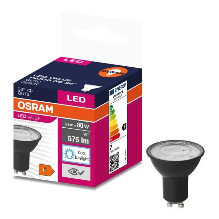 Bombilla LED VALUE PAR16 GU10/6,9W/230V 4000K 36° negro – Ledvance