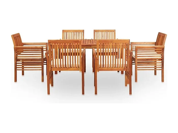 Bourges Set comedor de jardín 7 pzas y cojines madera maciza de acacia