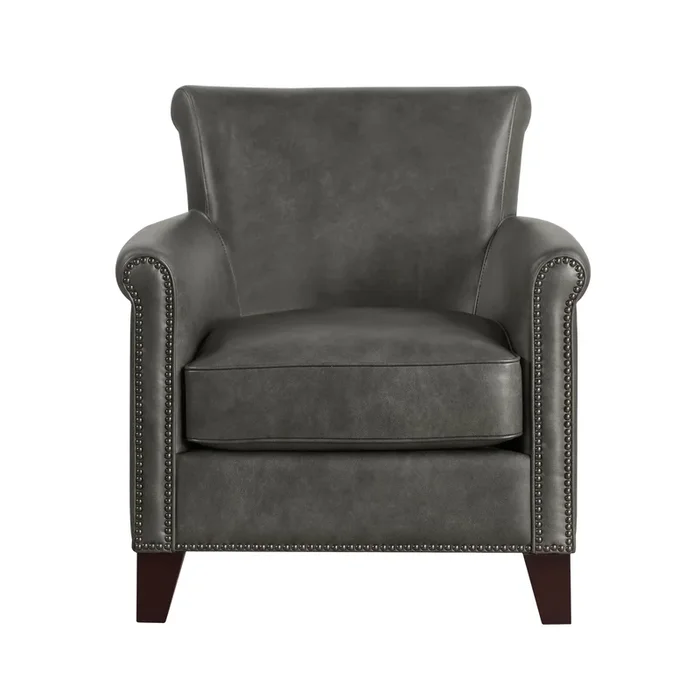 Braintree Gray Top-Grain Leather Accent Chair