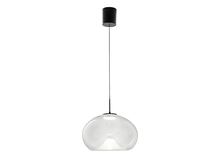 Brena – Lámpara colgante individual transparente de Fabas Luce – LED regulable de 14 W – Lámpara de techo – Diámetro 33 cm