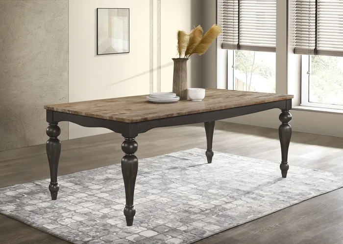 Bridget Brown Brushed and Charcoal Sandthrough Rectangular Dining Table