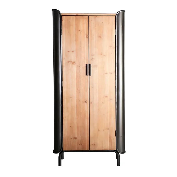 Briec Armario, de Madera de Abeto, en color Gris/Natural, de 81x40x171cm – Lastdeco