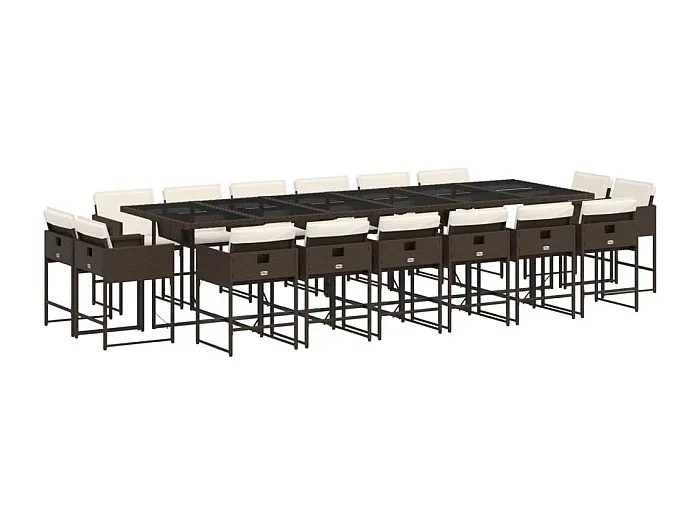 Brienne Set de muebles jardín 17 pzas y cojines ratán sintético marrón