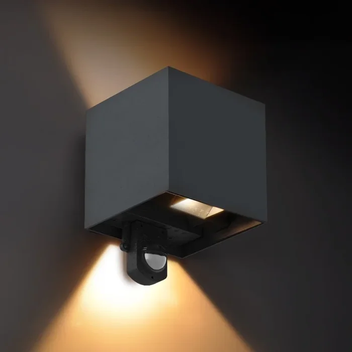 Brilagi – Aplique LED de pared para exterior con sensor CUBE LED/6W/230V antracita IP65