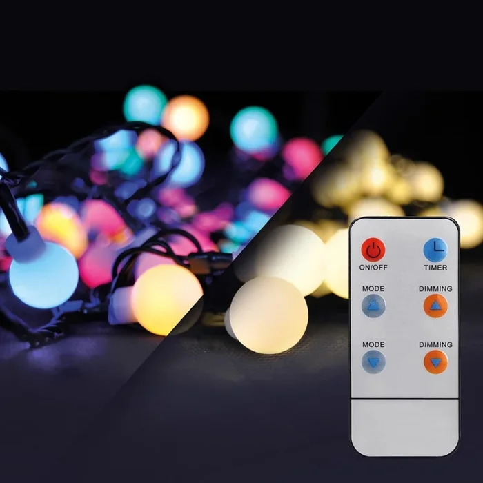 Brilagi – Guirnalda LED RGBW para exterior con 200 LEDs, 8 funciones, 25 m, IP44 + mando a distancia