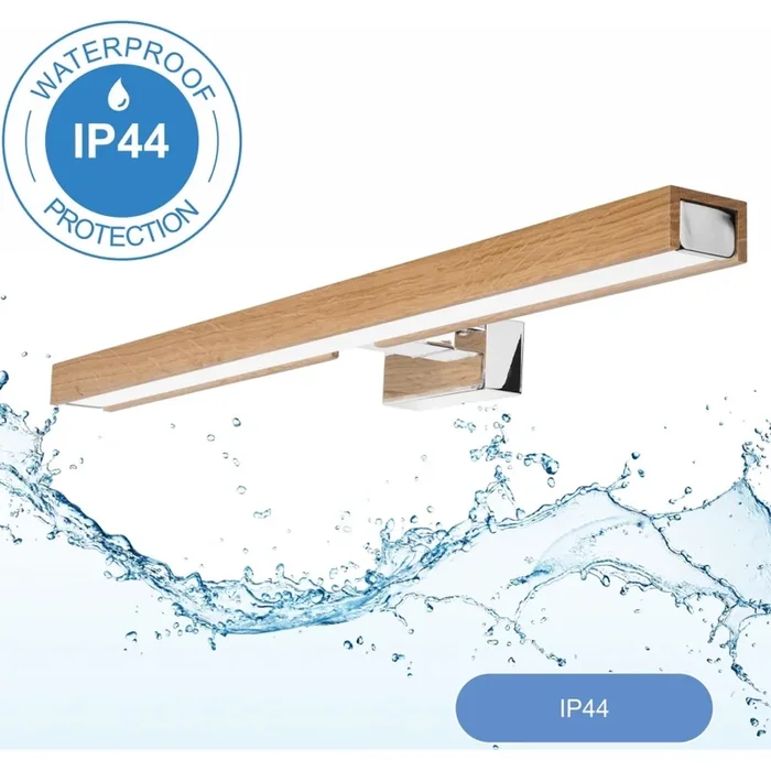 Brilagi – Iluminación LED para espejos de baño WOODY MIRROR LED/12W/230V 60 cm IP44 roble/cromo brillante